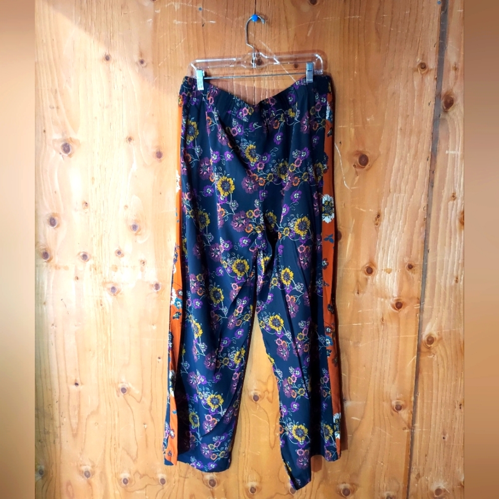 Johnny Was Workshop Multi Silk Floral Print Elastic Waist Palazzo Pant WM Sz XL - Picture 2 of 11